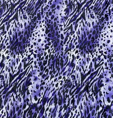 Blusa de vestir de tela de gasa transparente con estampado de tigre de leopardo púrpura por yarda Foto 1 de 2