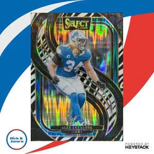 2024 Panini Select Alex Anzalone Premier Zebra Prizm #104 Detroit Lions - Picture 1 of 10