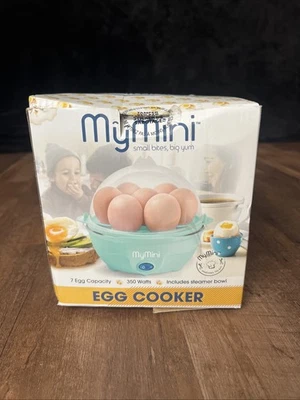 My Mini 7 Nostalgia Egg Cooker One Touch Cooking Poacher Scrambler Recipes Teal - Image 1 of 4