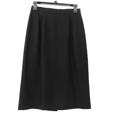 Vintage 100% Wool Skirt Straight Pencil Black Deadstock Dark Academia Slit - Image 1 of 4