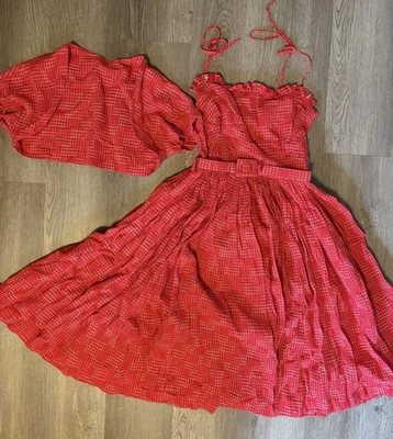 Cinturón Bolero Vestido Sol Vintage Rockabilly Swing Damas Años 50 Rojo Cuadros Talla 0-2 Foto 1 de 4