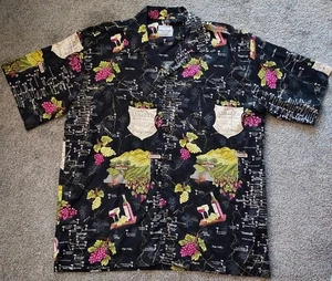 David Carey Originals Wine Trail Napa Valley Vineyards Grapes Map Camp Shirt XL - Picture 1 of 13