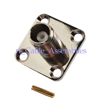2xTNC Female Jack 4hole Panel Mount Solder RG402,Semi-Rigid 141" cable connector - Image 1 of 2