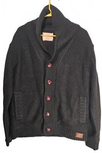 Weatherproof Vintage Men's Black Shawl Collar Cardigan - Faux Fur Lining Large - Picture 1 of 11