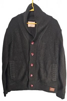 Cárdigan vintage resistente a la intemperie con cuello chal negro para hombre - forro de piel sintética grande Foto 1 de 4