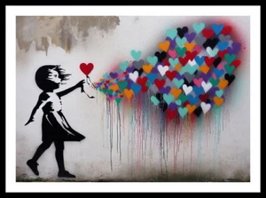 Banksy Print Gift Graffiti Wall Street Pop Art Balloon Girl Heart BY18 FREE POST - Picture 1 of 1
