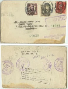 1928 Louisville Kentucky Registered cover - Return To Writer - Unclaimed - Picture 1 of 1