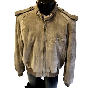 Vtg 80's Alvin Josef HEAVY Suede CAFE RACER Jacket MoTo Motorcycle Biker Bomber