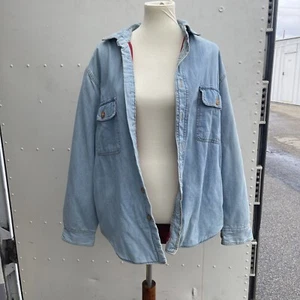Vintage Basic Editions Men Fleece Lined Long Sleeve Denim Button Up Flannel Medi - Picture 1 of 7