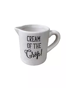 "CREAM OF THE CROP" Creamer Cup White Farmhouse Decor Tier Tray Tea Coffee Bar - Picture 1 of 8