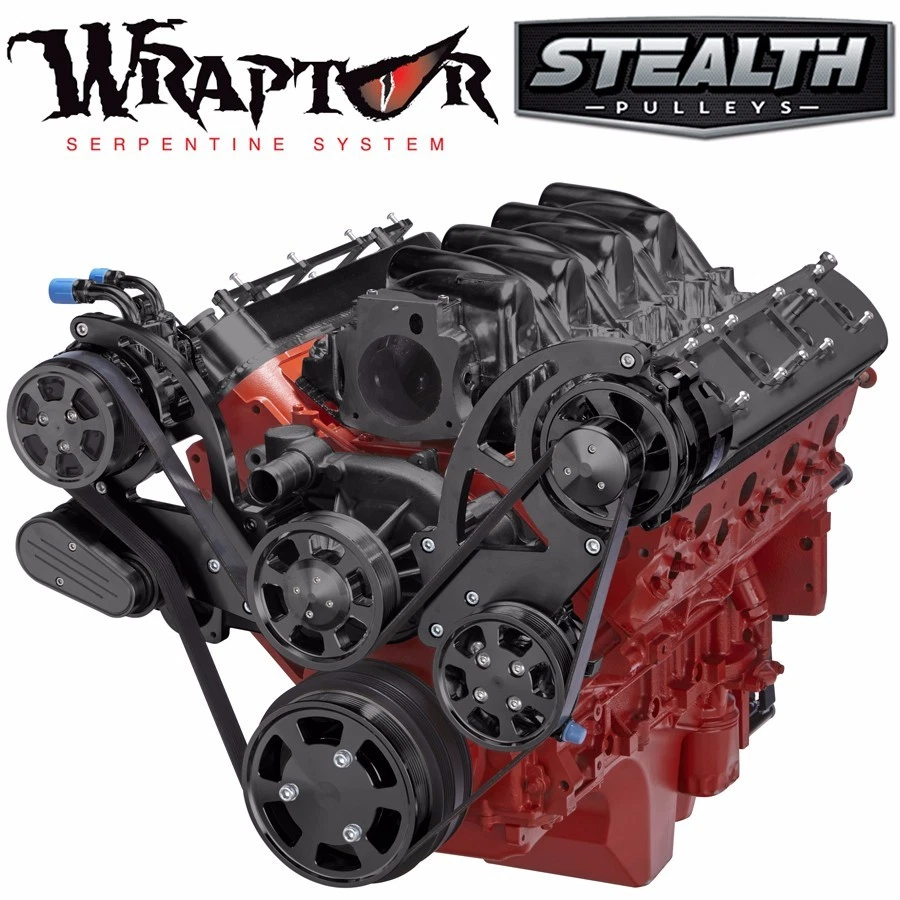 Kit de polia preta Chevy LS Serpentine - AC e direção hidráulica - LS1 LS2 LS3 LS6 - Imagem 1 de 1