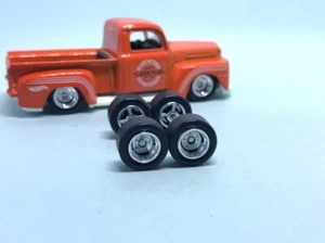 R409 Hotwheels 1/64 Real riders # Slotted Chrome 10mm Short, Rubber Wheels Tires - Picture 1 of 4