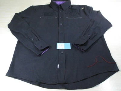 SABIT NYC GINGHAM CHECK L/S WOVEN BUTTON UP SHIRT BLACK PURPLE XL X-LARGE - Image 1 of 4