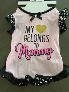 WAG & BONE Pink w/White Heart Dots "MY HEART BELONGS TO MOMMY" Puppy/Dog sm NWT - Picture 1 of 1