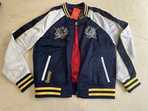 Vintage Suikajan Superdry Rich Navy Bomber Jacket Embroidered BNWT Stunning RARE - Picture 1 of 16