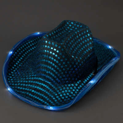 Sombrero de Vaquero LED Lentejuelas Iluminado Ala Intermitente Fiesta Vaquera Sombrero Paquete a Granel de 12 Foto 1 de 2