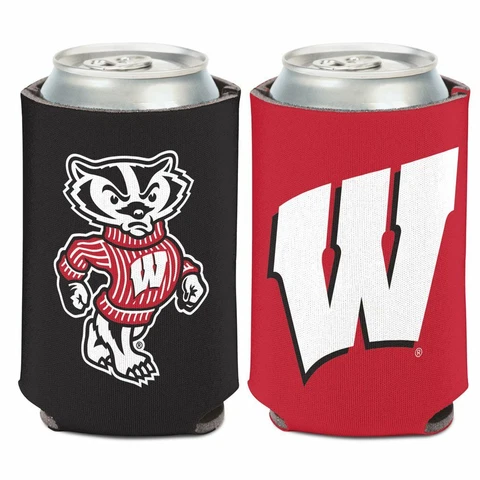 WISCONSIN BADGERS BUCKY BADGER MASCOT KADDY KOOZIE CAN HOLDER NEW WINCRAFT 👀 Cover