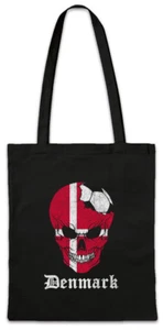 Denmark Football Skull I Stofftasche Einkaufstasche danish Soccer Flag World - Picture 1 of 1
