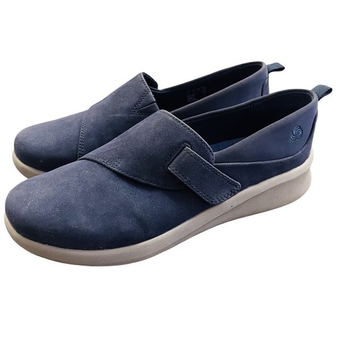 Clarks Cloudsteppers Sneakers Nuove 7 M Donna Mocassino Scarpe Comode Zeppa Blu