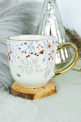 NEW "GIVE THANKS"  TOPSY-TURVY WILDFLOWER  MUG - Gifts of Encouragement! - Image 1 of 4