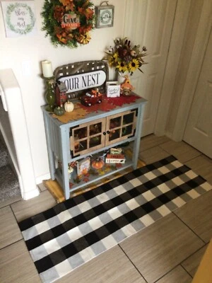 Роскошный черно-белый клетчатый ковер Buffalo 2 фута x 6 футов — идеально подходит для входов  - Изображение 1 из 4