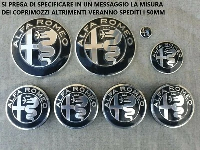 KIT COMPLETO 8 PZ logo stemma fregio neri ALFA ROMEO 147 156 159 166 MITO grigio - Immagine 1 di 4