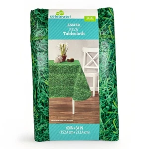Easter Grass Peva Tablecloth 60x84 Rectangle Spring Party NWT - Picture 1 of 6