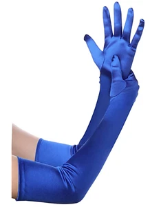 Satin Royal Blue EXTRA LONG FINGERED PARTY PROM BRIDAL WEDDING OPERA GLOVE,21.5" - Picture 1 of 1