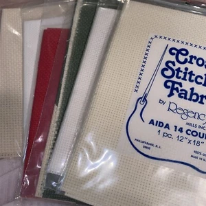 Lot Of Six Cross Stitch Fabric. One 11 And One # 18 And Four #14 Item Item #14 - Picture 1 of 2