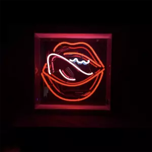 Red Sexy Lips Neon Light Sign Room Decor Window Glass Craft Acrylic Box 18x18 - Picture 1 of 4