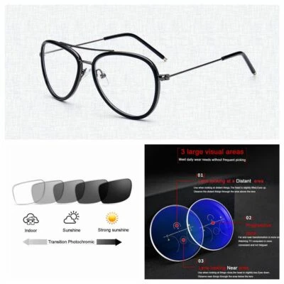 Men Multifocal Progressive Photochromic Alloy Vintage Reading Glass  +1.0 ~+3.0 - Image 1 of 4