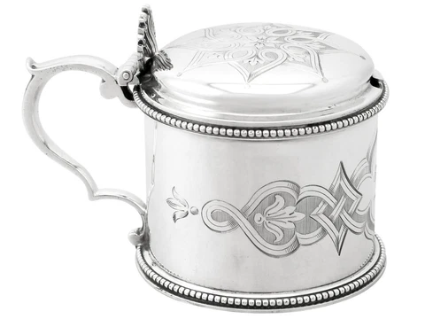 Antique Victorian Sterling Silver Mustard Pot by Edward & John Barnard Cover