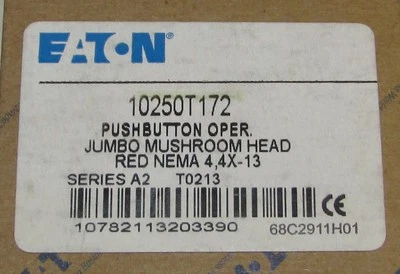 EATON CUTLER HAMMER 10250T172 JUMBO 红色蘑菇头按钮操作员妈妈。 — 第 1/2 张图片