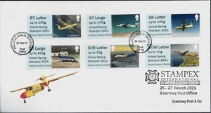 POST & GO FDC 2021 2020 GUERNSEY JERSEY PLANES COASTAL TOWERS GG02 03 04 JE02 - Picture 1 of 24