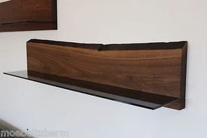 Wandboard Nussbaum Massiv Holz Board Regal Glasregal Regalbrett NEU Baumkante ! - Bild 1 von 12