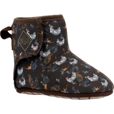Botines de bebé Muck Boot My First Mucks - marrón/impresión de pollo Foto 1 de 4