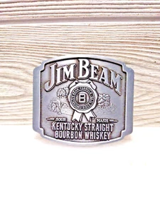 2008 Jim Beam Kentucky Straight Bourbon Whiskey Pewter Belt Buckle 3.25" x 2.75" - Picture 1 of 6