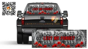 Lest We Forget Soldiers Patriotic Rear Window Tint Perforated Vinyl Graphic Deca - Picture 1 of 4