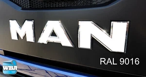 W.B.A. Pegatina compatible para hombre emblema TGX Euro 6 a partir del año 2013-2019 blanco RAL9016 - Imagen 1 de 9