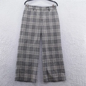Banana Republic Womens Wool Wide Leg Cropped Pants 6 Gray Beige Plaid NEW - Picture 1 of 16