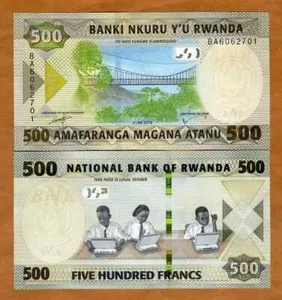 RWANDA: 500 Franchi Banconota Cartamoneta, 2019, P-Nuova, UNC Scolari, Ponte - Foto 1 di 1
