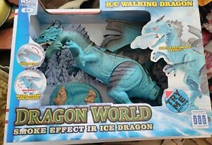 Remote Control R/C Dragon World Walking Dragon w/Smoke-Breath Light-Up Eyes NIB!