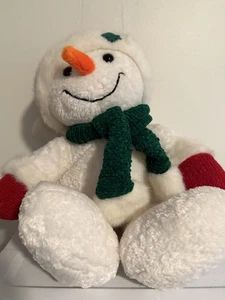 Vintage selten Commonwealth weißer Schneemann Fell rote Mütze weißer Rand grüner Schal 19 Zoll Plüsch - Bild 1 von 7