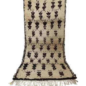 Vintage Handmade Moroccan Berber Wool Rug Brown Geometric Kilim Azilal Carpet - Picture 1 of 24