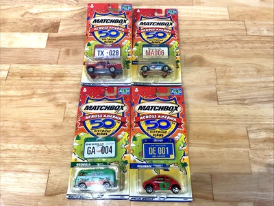 Matchbox Across America "50th Birthday Series" GA, TX, MA, & DE Cars Lot of 4 - Image 1 of 4