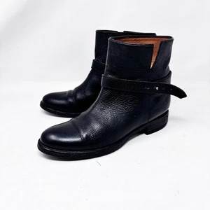 Madewell Boots Size 8.5 Low Rider Biker Black Pebbled Leather Ankle Womens - Picture 1 of 12