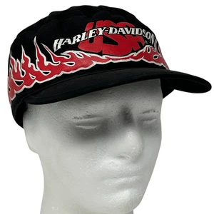 Vintage Harley Davidson Painters Hat Cap 80s Black Flames Fire Motorcycles Biker - Picture 1 of 12