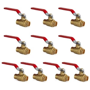 (Pack of 10) 1/2" Sweat Brass Full Port Shut-off Ball Valve, 600 WOG (Water, ... - Picture 1 of 7