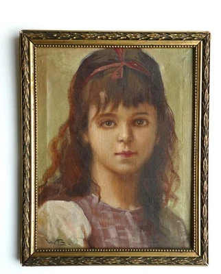 Monogrammist WB " Mädchenbildnis " Ölgemälde um 1920 , gerahmt - Bild 1 von 4