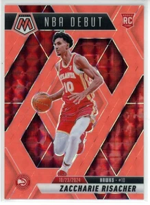 Mosaico Zaccharie Risacher 2024-25 debut en la NBA rojo mosaico fluorescente RC/75 - Imagen 1 de 2